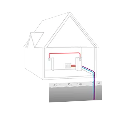 Bergvärmepump illustration